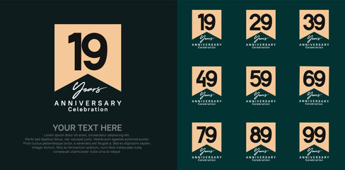 anniversary logotype set, brown and white color can be use for celebration