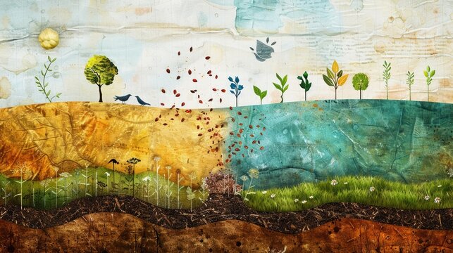 The Parable of the Sower illustrated with seeds falling on different grounds