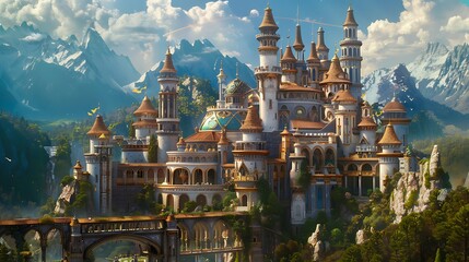 Majestic Castle in a Mountainous Realm