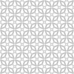 Seamless geometric lines pattern with simple four petal leaf shapes on white background. Suitable for various decoration design purposes.