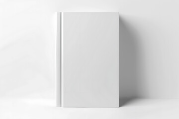 White hardcover book standing on isolated background. Blank book cover template for mockup. AI generated.
