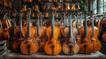 Naklejka premium Image of musical instruments being displayed for sale.