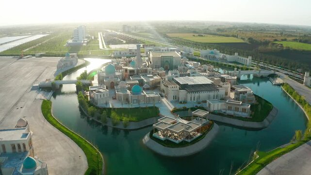 Aerial drone view of the Eternal City, Silk Road Samarkand, Uzbekistan