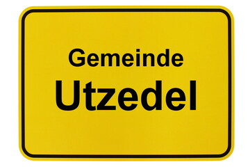Illustration eines Ortsschildes der Gemeinde Utzedel in Mecklenburg-Vorpommern
