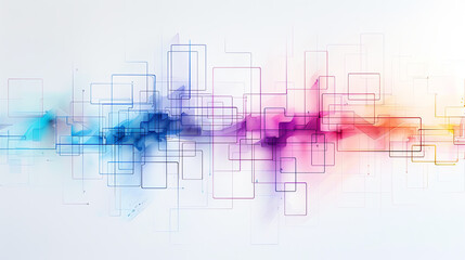 Fototapeta premium Delicate watercolor portrayal of a network security system with soothing colors