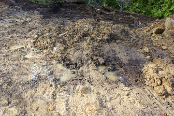 muddy soil after housing construction