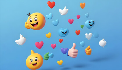 3d Colorful social media emoticon reaction icons like love 10