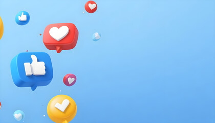 3d Colorful social media emoticon reaction icons like love 12