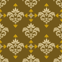 Classic Damask Seamless Pattern abstract background with vintage elements.