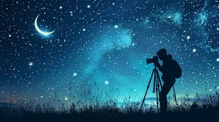 In the heart of nature, a photographer's silhouette tells the story of capturing the world's wonders
