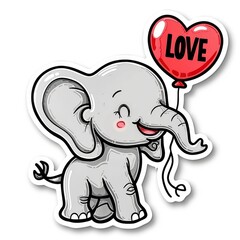 Obraz premium Adorable elephant with a balloon and text 
