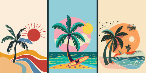 Obraz premium Vibrant Vector Backgrounds for Summer Fun