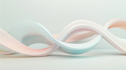 Fototapeta premium Pastel twisted ribbons in a minimalist abstract design, showcasing smooth curves and a soft gradient background.