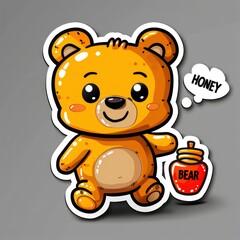 Obraz premium Cheerful bear with honey and text 