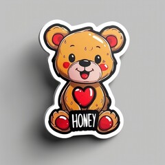 Obraz premium Cheerful bear with honey and text 