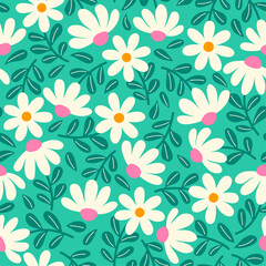 Cute hand drawn floral seamless pattern background design for spring season.