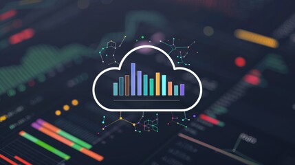 Cloud Computing Data Analysis Chart Visualization On Digital Display