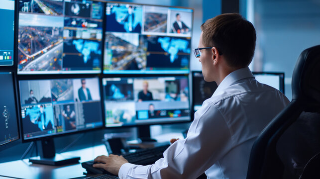 Professional cctv technician working