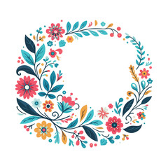 Floral Flower Corner Round Border, Decor Vintage Frame Vector.