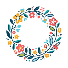 Floral Flower Corner Round Border, Decor Vintage Frame Vector.