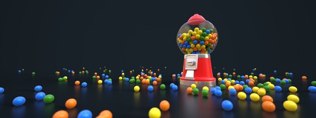 stylized vintage gumball machine 3D computer generated illustration