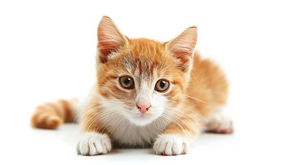 Cute Orange Kitten on White Background