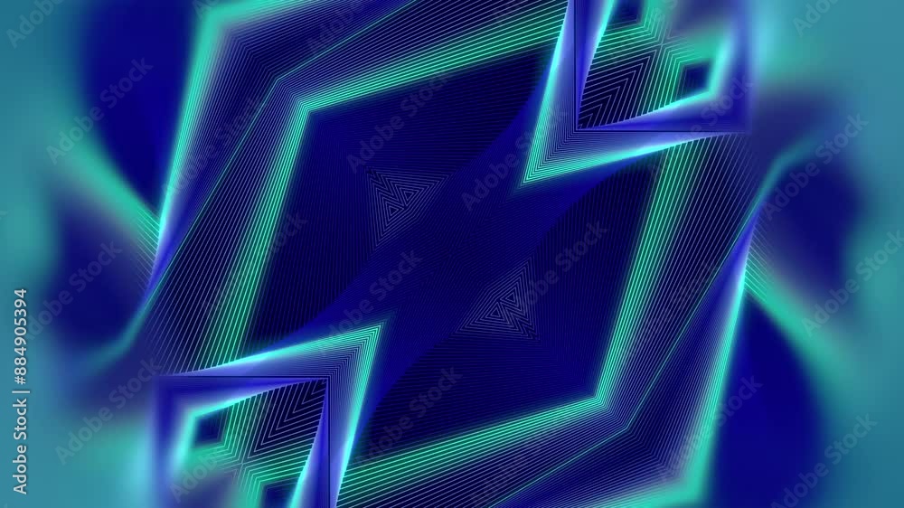 Poster Loop animation of a pattern of lines with a light blue gradient. 3d rendering 4K