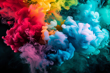 Fototapeta premium Vibrant Colorful Smoke Explosion Abstract Background with Rainbow Hues and Bright Colors for Creative Design and Art Projects