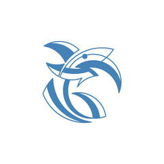 Obraz premium Abstract Logo Combining Shark and Smoke Elements