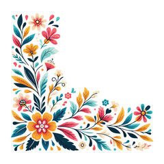 Floral Flower Corner Border, Decor Vintage Frame Vector.