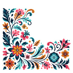 Floral Flower Corner Border, Decor Vintage Frame Vector.