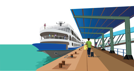 A Vector  illustration of A Vector illustration of sadarghat launch terminal