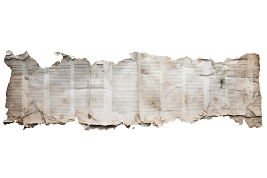 Torn newspaper pieces PNG with transparent background for scrapbooking, collage art, and graphic design projects