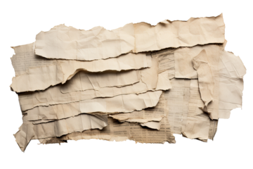 Torn newspaper pieces PNG with transparent background for scrapbooking, collage art, and graphic design projects