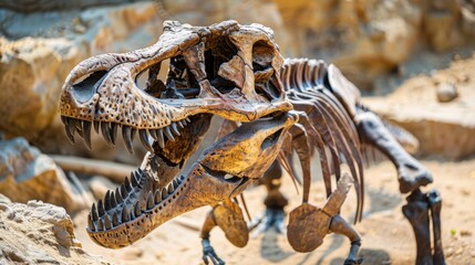 Fototapeta premium Paleontology: Examining Earth's life history through fossils, unraveling how organisms evolved and went extinct over geological epochs. 