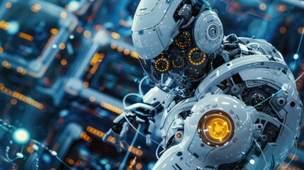 Fototapeta premium Robotics: Fusing mechanical engineering, electronics, and computer science to develop, deploy, and utilize robots and autonomous systems. 