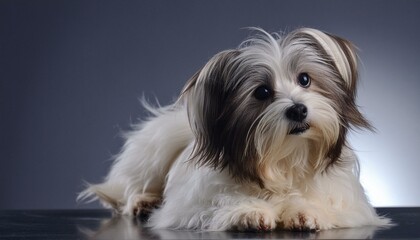 portrait of a white shih tzu dog
