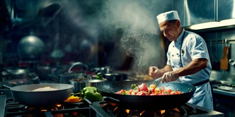 Professional Chefs Cooking in Commercial Kitchen
