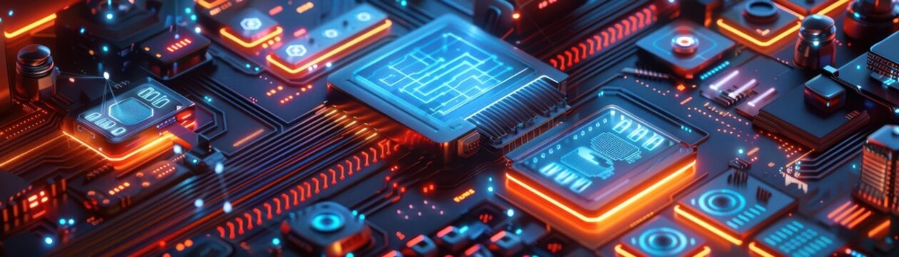 quantum algorithms flat design top view futuristic theme animation vivid