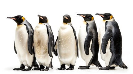 Obraz premium Five Emperor Penguins Standing in a Row
