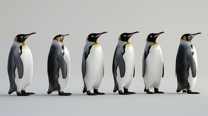 Fototapeta premium Five Emperor Penguins Standing in a Row