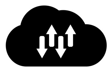 Cloud icon for cloud computing concept with arrow up and down. SVG file.