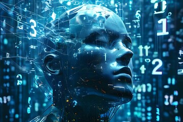 digital portrait of a fractured transparent head