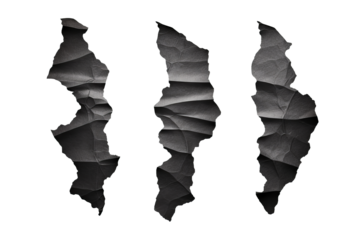 Pieces of torn black paper in animal claw shape PNG with white transparent background for creative design projects and unique art concepts