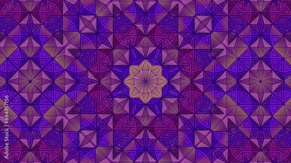 Aufkleber Star-like geometric pattern of intersecting shapes. 3d rendering loop animation