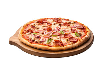 Delicious pizza PNG with transparent background featuring classic pepperoni, melted cheese, and fresh toppings ideal for food design projects, menus, and marketing materials