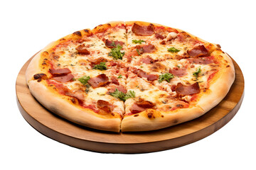 Delicious pizza PNG with transparent background featuring classic pepperoni, melted cheese, and fresh toppings ideal for food design projects, menus, and marketing materials