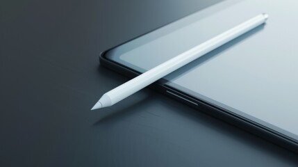 White Stylus Pen Beside a Tablet on a Dark Surface