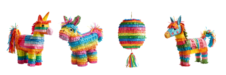 Collection of pinata isolated on transparent background. Generated ai