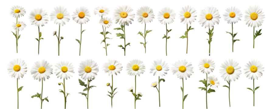 Set of Daisy flower on transparent background